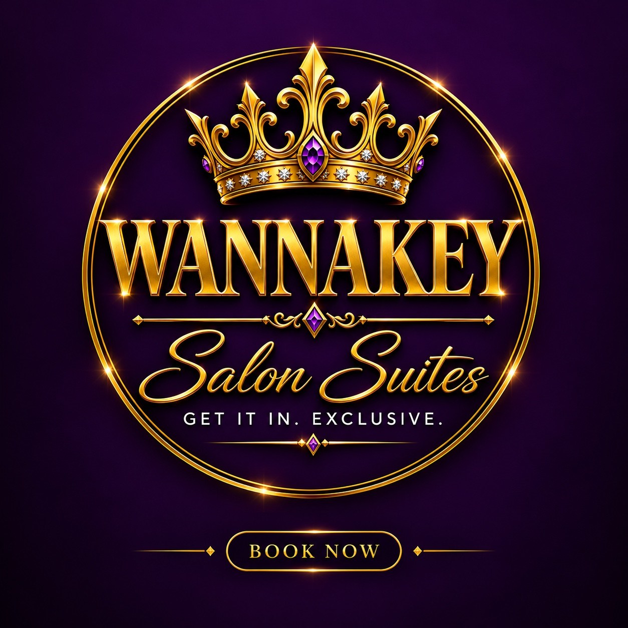 Wannakey Salon Suites crown and gold brand concept artwork